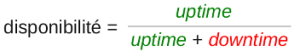disponibilité = uptime / (uptime + downtime)